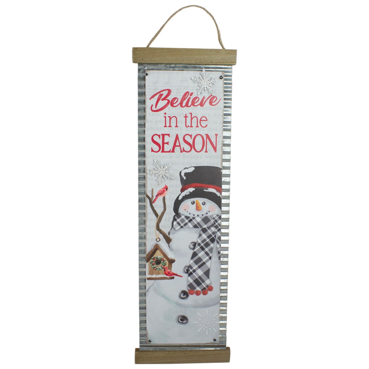 Northlight Galvanized "Believe in the Season" Snowman Christmas Wall Decoration - 26"